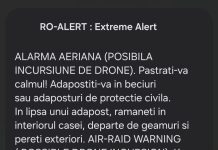 RO-ALERT: O nouă alertă aeriană, primită la Rădăuți
